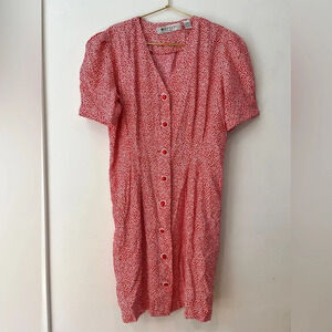 Vintage Ms. Chaus petites Red Dress with buttons